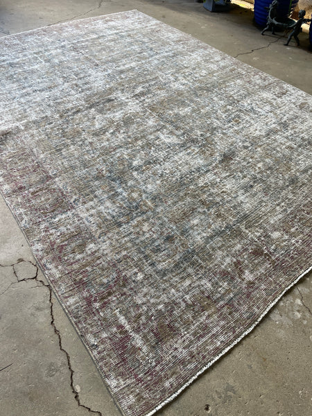 6'5 x 9'2 Muted Distressed Persian Rug #3272
