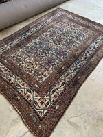 Small Antique Persian Floral Rug / 4'5 x 6'3 Rug #4266ML
