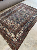 Small Antique Persian Floral Rug / 4'5 x 6'3 Rug #4266ML