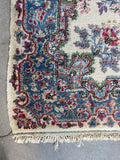 Small Vintage Floral Persian Rug / 3'7 x 6'5 Persian Kerman Rug #3179