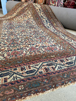 Small Antique Persian Floral Rug / 4'5 x 6'3 Rug #4266ML