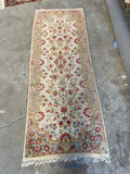 3x8 Ivory Floral Persian Runner / Persian Kerman Runner #3181