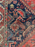 Small Worn Persian Rug / 3'6 x 6'7 Rug #4271ML