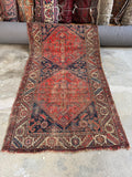 Small Worn Persian Rug / 3'6 x 6'7 Rug #4271ML