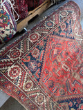 Small Worn Persian Rug / 3'6 x 6'7 Rug #4271ML