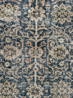 7x10 Ivory and Blue Vintage Rug #3289