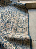 7x10 Ivory and Blue Vintage Rug #3289