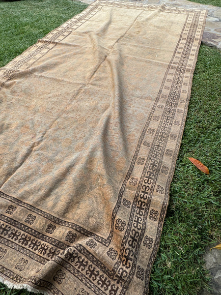 Muted Vintage Rug / Subdued Vintage Rug / 7’3 x 14’9 Antique Khotan #3613