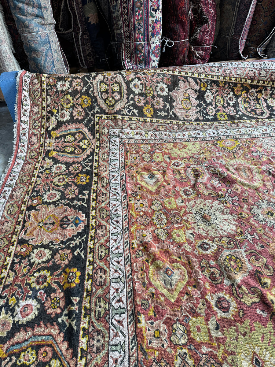 14x17 Vintage Rug / 13x16 Vintage Persian Rug / Sultanabad Mahal Rug ...