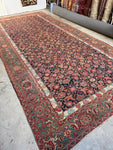Late 19th Century Palatial Antique Persian Mahal with Navy and Teal / 8'7 x 18'3 Rug #4288