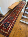 Long Tribal Persian Runner / 3'2 x 18'5 Persian Heriz Runner #3879