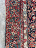 Late 19th Century Palatial Antique Persian Mahal with Navy and Teal / 8'7 x 18'3 Rug #4288