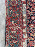 Late 19th Century Palatial Antique Persian Mahal with Navy and Teal / 8'7 x 18'3 Rug #4288