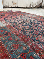 Worn Navy and French Blue Vintage Persian Rug / 3'7 x 6' Malayer Rug #4210