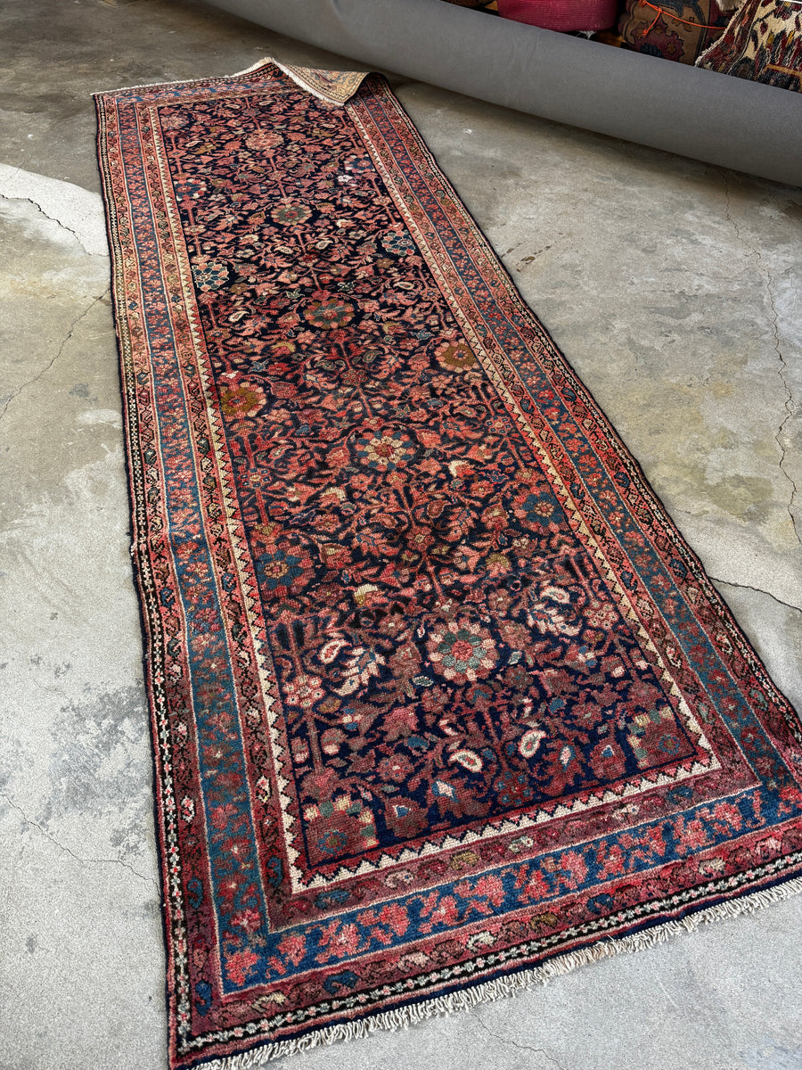 10 Foot Vintage Persian Runner / 3'4 x 9'9 Antique Rug Runner #3628 ...