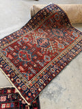 Small Antique Persian Scatter Rug / 3'1 x 4'5 Gharajeh Rug #4399ML