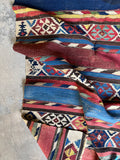 Antique kilim rug in durable vegetable dyed pure wool weave.