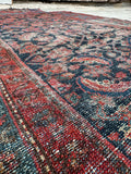 Worn Navy and French Blue Vintage Persian Rug / 3'7 x 6' Malayer Rug #4210