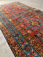Skinny Persian Vintage Runner / 2'11 x 11'1 Antique Heriz Runner #4122