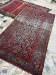 Worn Navy and French Blue Vintage Persian Rug / 3'7 x 6' Malayer Rug #4210