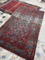 Worn Navy and French Blue Vintage Persian Rug / 3'7 x 6' Malayer Rug #4210