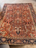 Allover pattern Persian living room rug wide perspective showing the balanced symmetry and versatile, easy-to-style geometric design.