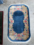 Antique Blue Chinese Art Deco Rug / 2'6 x 4'7 Rug #4469
