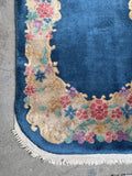Antique Blue Chinese Art Deco Rug / 2'6 x 4'7 Rug #4469