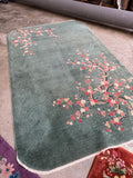 Antique Chinese Art Deco Rug Cherry Blossom Rug / 4'6 x 7'4 Rug #4474