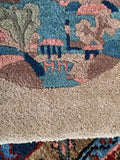 Antique Chinese Pictorial Rug Mat / 1'6 x 1'6 Square Antique Chinese Rug #TBD
