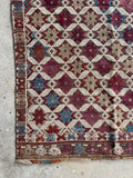 Antique Turkish Flat Weave Kilim Rug / All-Over 8-Pointed Star Pattern / 3’8 x 6’4 Rug #3858