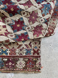 Antique Turkish Flat Weave Kilim Rug / All-Over 8-Pointed Star Pattern / 3’8 x 6’4 Rug #3858