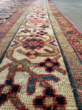 Antique Persian Malayer Runner Rug with Navy and Ivory / 3'4 x 13'8 Runner #4239ML