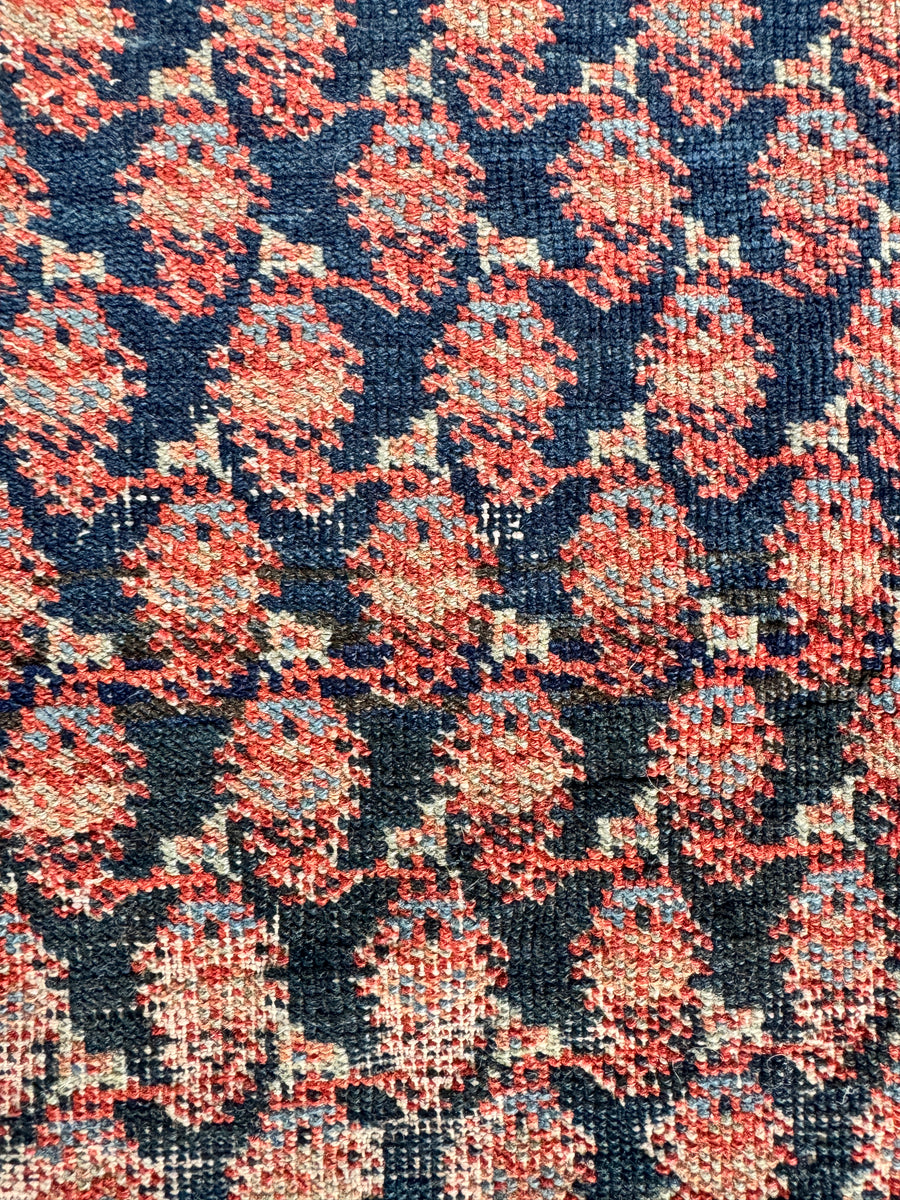 Antique Worn Persian Rug with Midnight Blue Boteh Field / 5x10 Persian ...