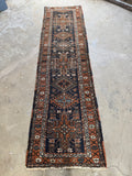 Skinny Tribal Persian Runner / 2'9 x 9'6 Skinny Heriz Gharajeh Runner #4508