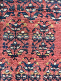 Close-up showing vintage persian rug runner with shrub motifs