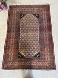 Fish and Turtle Design Antique Persian Rug / 4'5 x 6' Rug #3804