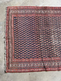 Antique Worn Persian Rug with Midnight Blue Boteh Field / 5x10 Persian Rug #3860