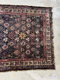 19th Century Worn Square Handmade Wool Rug  / 4'9 x 5'5 Worn Antique Persian Afshar Rug #3948