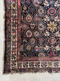 19th Century Worn Square Handmade Wool Rug  / 4'9 x 5'5 Worn Antique Persian Afshar Rug #3948