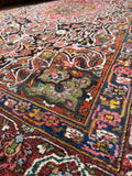 Antique Persian Bakhtiari rug for living room, hand knotted wool rug with rich tribal colors.