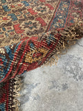 Antique Persian Bidjar rug, durable early 1900s handmade wool rug with repeating eight-pointed stars, rich historic patina, and soulful craftsmanship.
