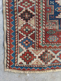 Small Tribal Lesghi Art Caucasian Rug / 3'4 x 5'4 Kazak Rug #4400