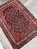 Antique Persian Malayer rug 4x6, 1920s hand knotted vegetable dyed wool area rug.