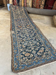 Full view of antique 1920s Persian Hamadan runner.