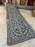 Full view of antique 1920s Persian Hamadan runner.