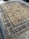 Hand knotted Persian Kerman rug with vegetable dyed wool.