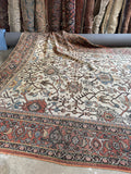 Antique Persian Mahal Rug 9x13 / Large Vintage Ivory Ground 1920s Rug #4547