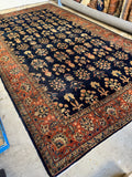 Full view of antique Persian Sarouk rug in near mint condition.