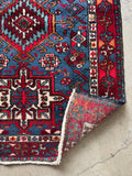 French Blue Vintage Persian Rug / 3'3 x 6'5 Gharajeh Karaja Rug #4529